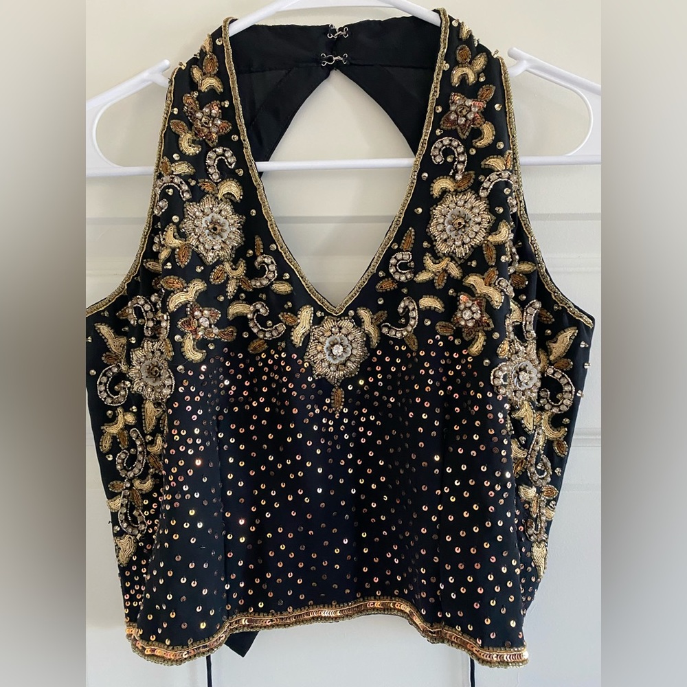 Vintage Hand beaded halter - Picture 1 of 4